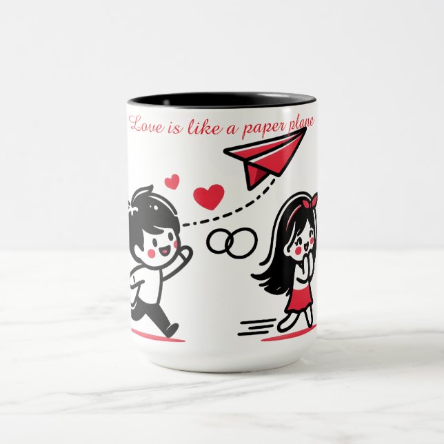 Caneca O amor é como um avião de papel (Centro)