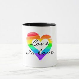 Caneca O amor é o amor, pintado o coração do arco-íris