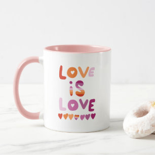 Caneca O AMOR É Orgulho gay de Lésbica Rosa Púrpura