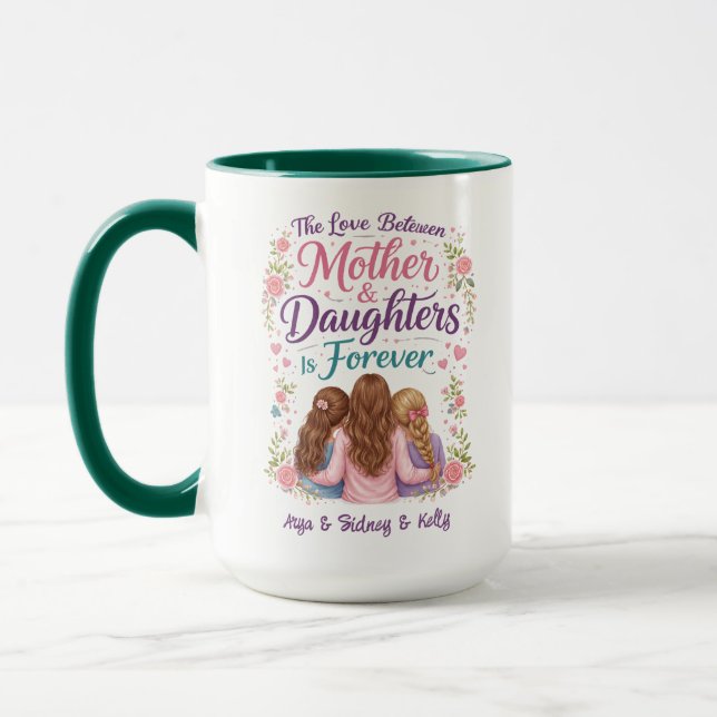 Caneca O Amor Entre Mãe e Filhas é Para Sempre (Esquerda)