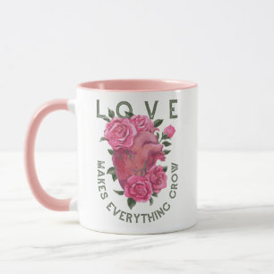 Caneca O Amor Faz Tudo Crescer - Arte Romântica Floral