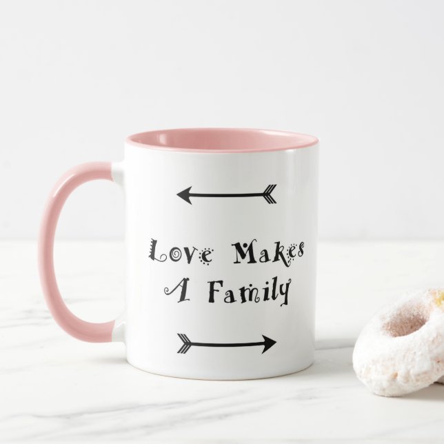 Caneca O amor faz uma família - adopção da parentalidade (Com Donut)