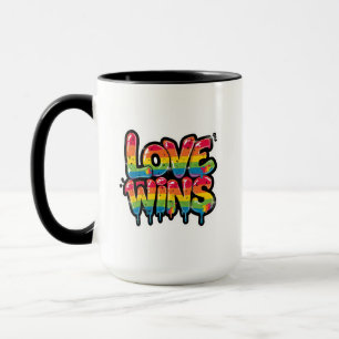Caneca O Amor Vence Citação Orgulho Arco-Íris LGBTQ+ Colo