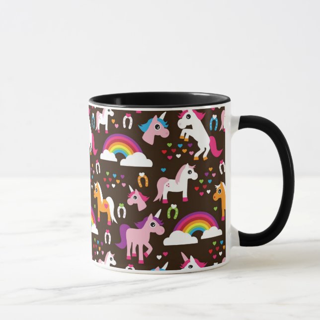 Caneca o arco-íris do unicórnio caçoa o cavalo do fundo (Direita)