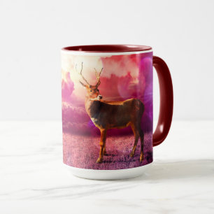 Caneca O "branco atou o veado dos cervos em nuvens
