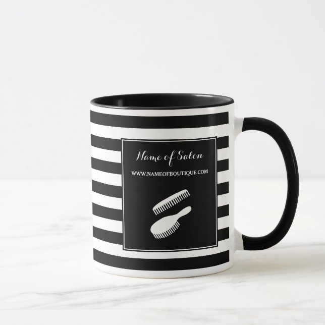 Caneca O branco preto na moda listra o cabelo e o salão (Direita)