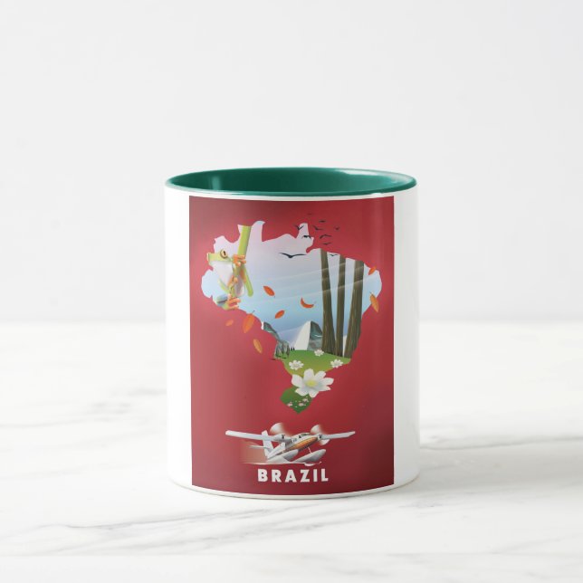 Caneca O Brasil Ilustrou poster de viagens. (Centro)