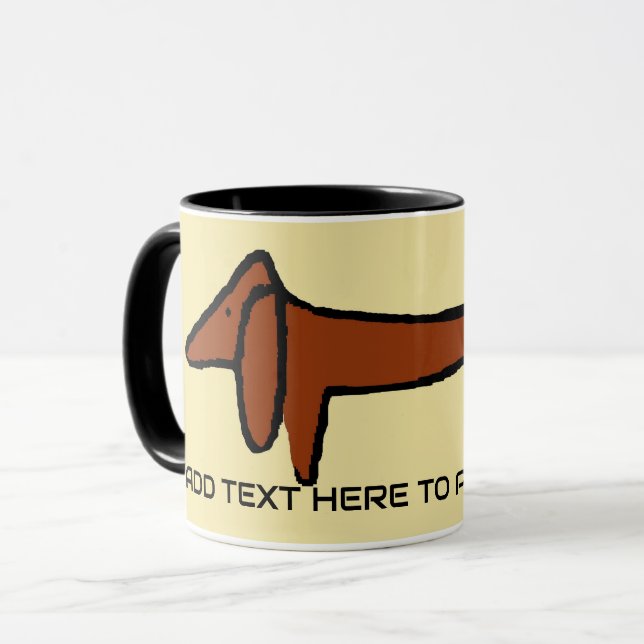 Caneca O Brown Dachshund, adicione texto. (Frente Esquerda)
