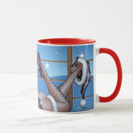 Caneca O cabelo louro, azul Eyed a ilustração da beleza -