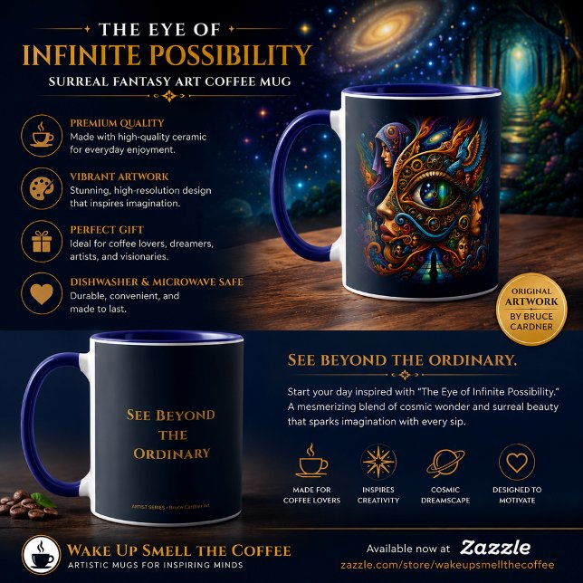 Caneca O Café do Olho da Possibilidade Infinita (Criador carregado)
