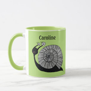 Caneca O caracol bonito verde dos desenhos animados com