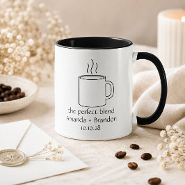 Caneca O Casamento do Blend Perfeito Desenhado à Mão
