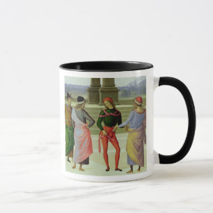 Caneca O casamento do Virgin, detalhe de quatro homens