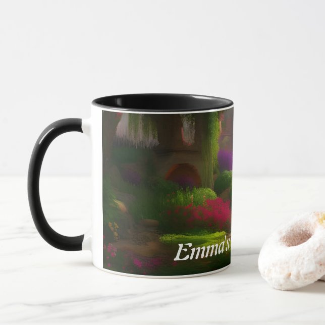 Caneca O chá de manhã da Emma personalizável (Com Donut)