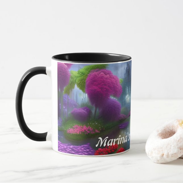 Caneca O chá de manhã da Marina personalizável (Com Donut)