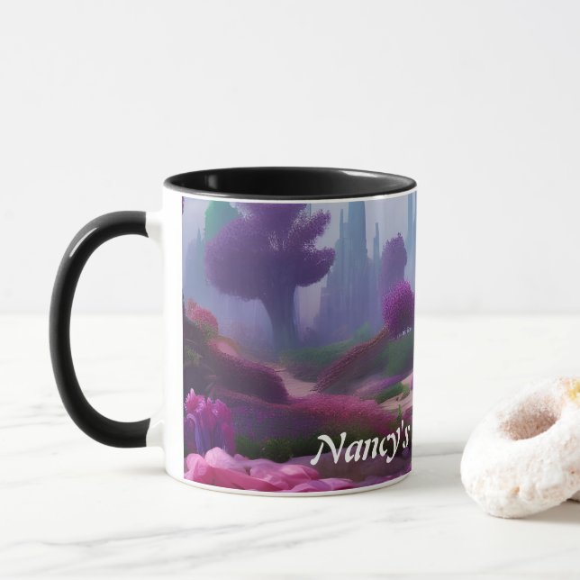 Caneca O chá de manhã da Nancy personalizável (Com Donut)
