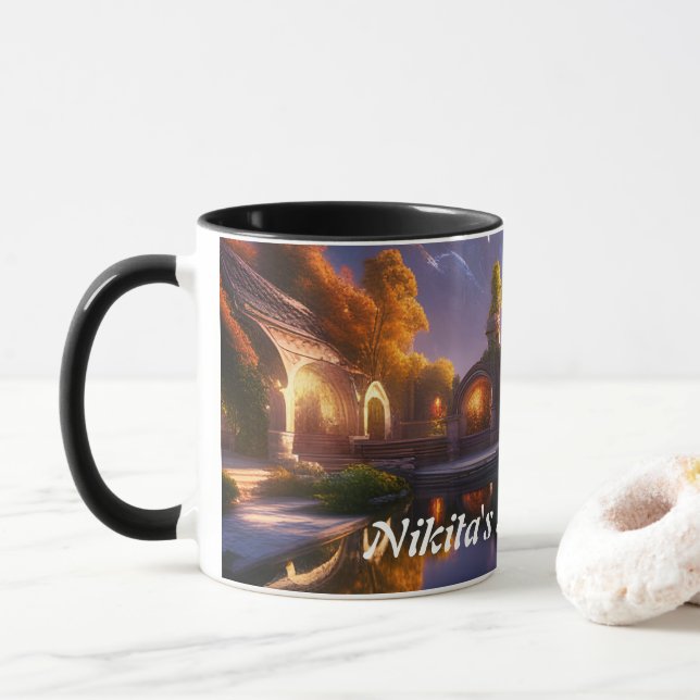 Caneca O chá de manhã da Nikita personalizável (Com Donut)