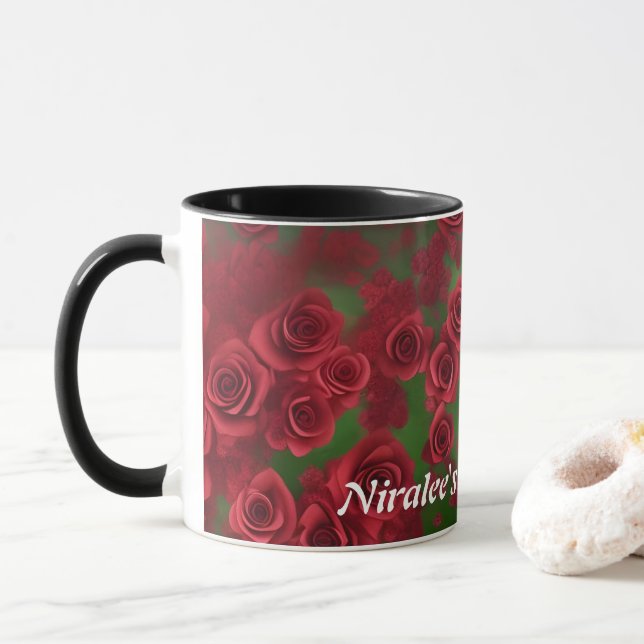 Caneca O chá de manhã de Niralee personalizável (Com Donut)