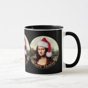 Caneca O Chapéu Natal de Mona Lisa