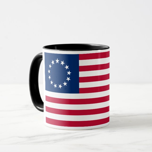Caneca O Círculo de Estrelas, Bandeira Americana por Bets (Frente Esquerda)