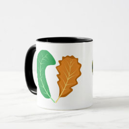 Caneca O Coração da Natureza Foto de folhas verdes e marr