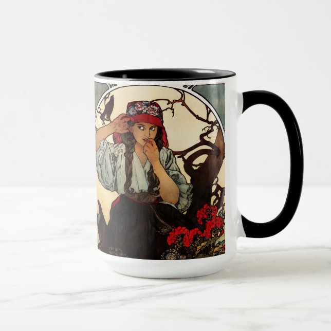 Caneca O coro dos professores de Alphonse Mucha Moravian (Direita)