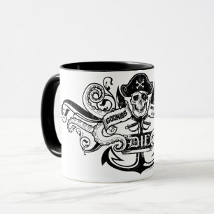Caneca O Crachá Pirata "Nunca Diga Morrer"