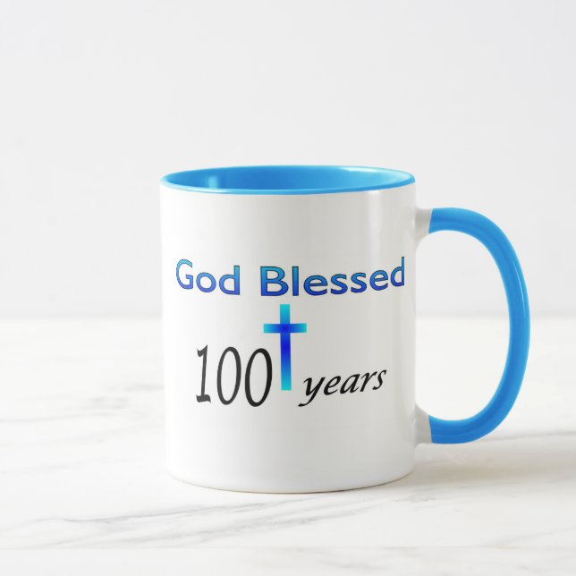 Caneca O deus abençoou 100 anos de presente de (Direita)