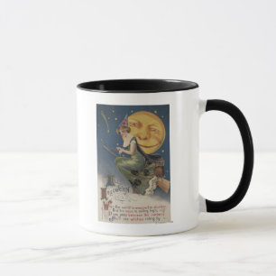 Caneca O Dia das Bruxas GreetingWitch em vôo