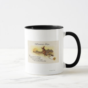 Caneca O Dia das Bruxas JoysWitch na vassoura