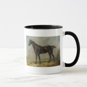 Caneca O Equitação-Cavalo preto do polícia de Golding,