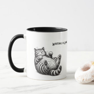 Caneca O escrevendo É Duro — Os Gatos Dificultam A Coisa