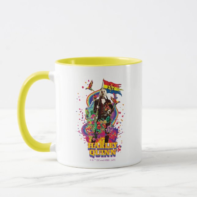 Caneca O Esquadrão Suicida | Harley Quinn Flowers & Rainb (Esquerda)
