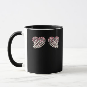 Caneca O Esqueleto De Dia de os namorados Engraçado Mãos 