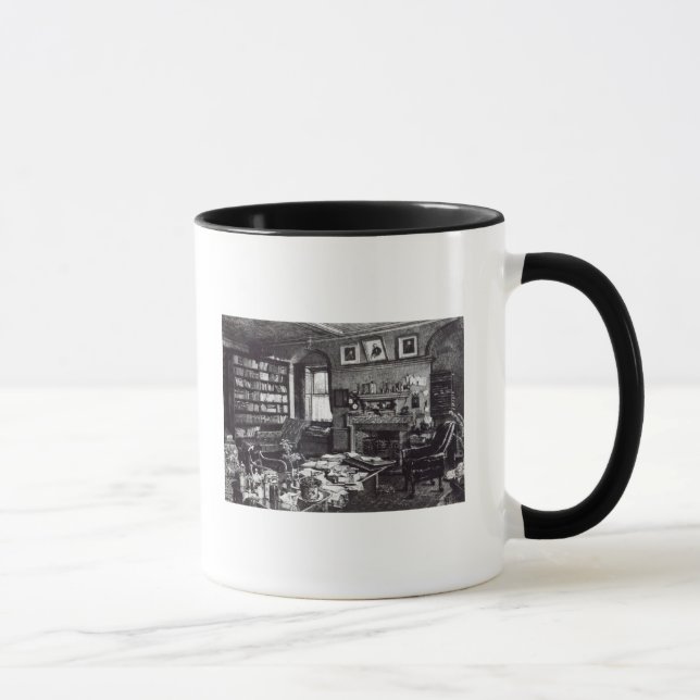 Caneca O estudo de Charles Darwin em para baixo abriga, (Direita)