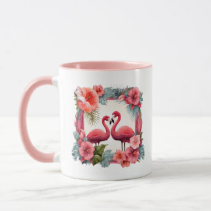 Caneca O flamingo, rosa, bonito, adiciona nomes Data de c