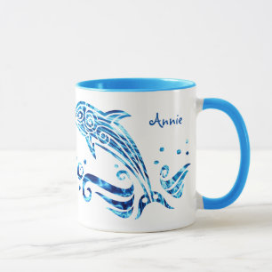 Caneca O golfinho é minha alegria azul do fuzileiro nava