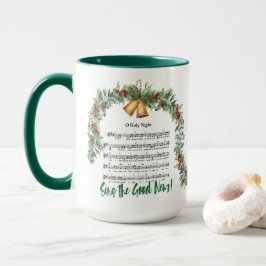 Caneca O Hino e Escritura de Natal da NOITE BONITA Verde 