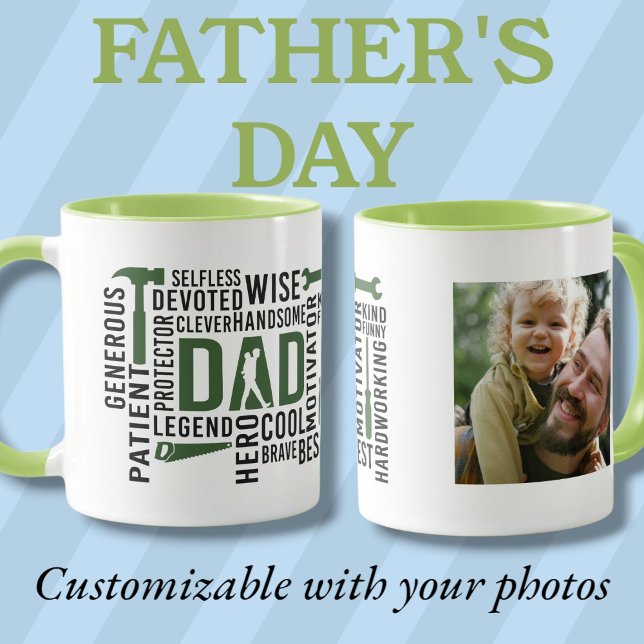 Caneca O Homem O Mito Pai A Lenda Foto Verde Mug (The Man The Myth Daddy The Legend green photo Mug)