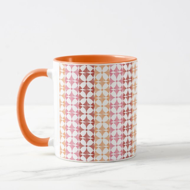 Caneca O ikat vermelho geométrico listra o teste padrão (Esquerda)