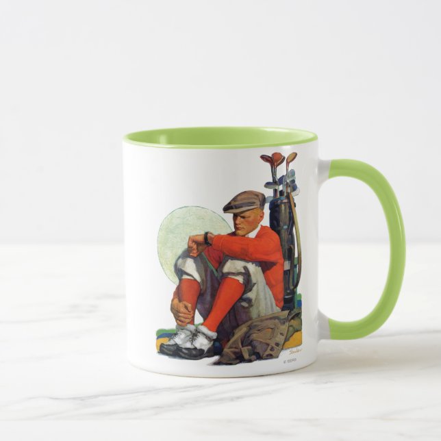 Caneca O jogador de golfe manteve-se esperar (Direita)