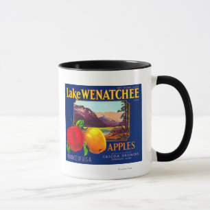Caneca O lago Wenatchee Apple etiqueta (azul) - a