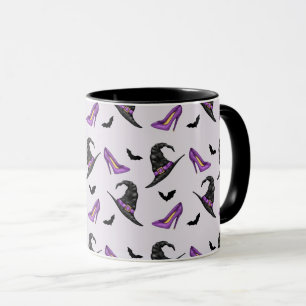 Caneca O Lilac Do Chapéu De Bruxa Se Sapeia Com O Padrão 