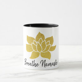 Caneca O *~* Lotus dourado respira a ioga Dourado de