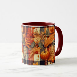 Caneca O Mapeador de Pumpkins deixa Xadrezes de outono