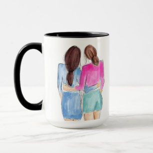 Caneca O melhor amigo presente duas garotas morenas