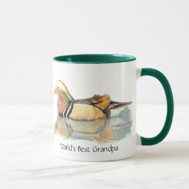 Caneca O melhor avô do mundo, pato de madeira, natureza, 