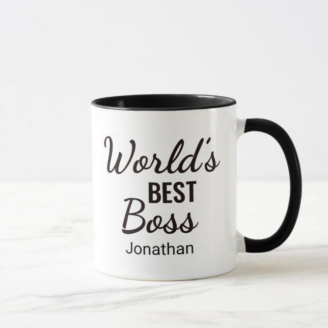 Caneca O melhor chefe do mundo negro personalizado (Direita)