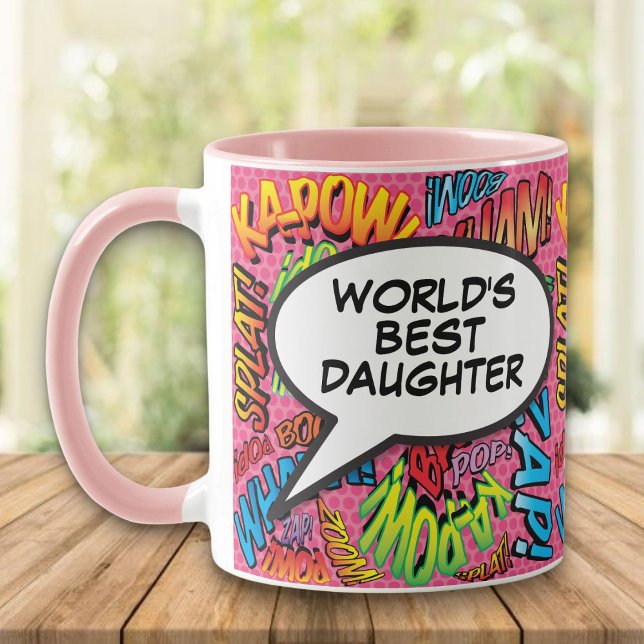 Caneca O melhor divertimento do mundo com os quadrinhos m (World's Best Daughter Fun Modern Retro Comic Mug)