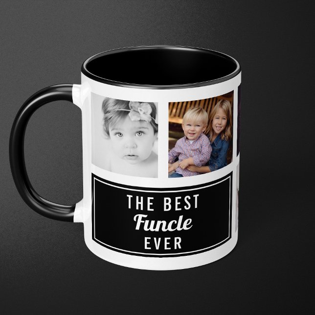 Caneca O Melhor Funcle de Todos os Tempos Colagem Preta F (Criador carregado)